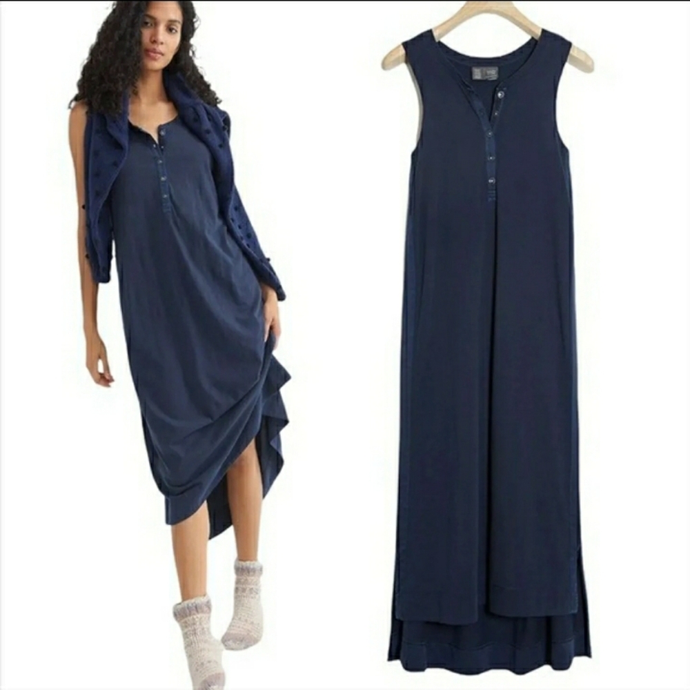 Anthropologie Saturday Sunday Pilar Navy Maxi High-low Dress Size M